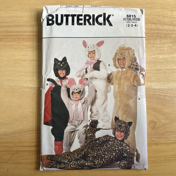 Butterick Printed Sewing Patterns Cat And Mouse Costumes 6815 Halloween Play - Picture 1 of 4
